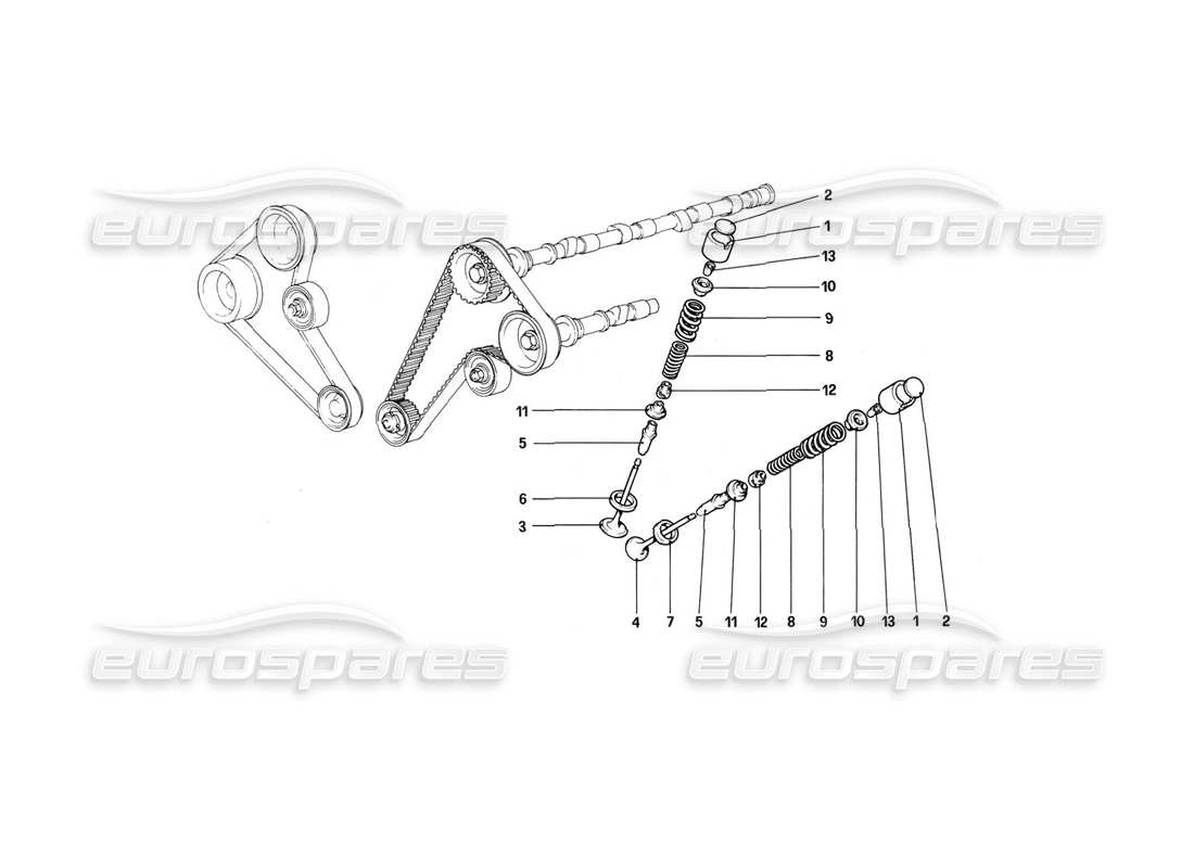 ferrari 308 (1981) gtbi/gtsi timing system - tappets part diagram