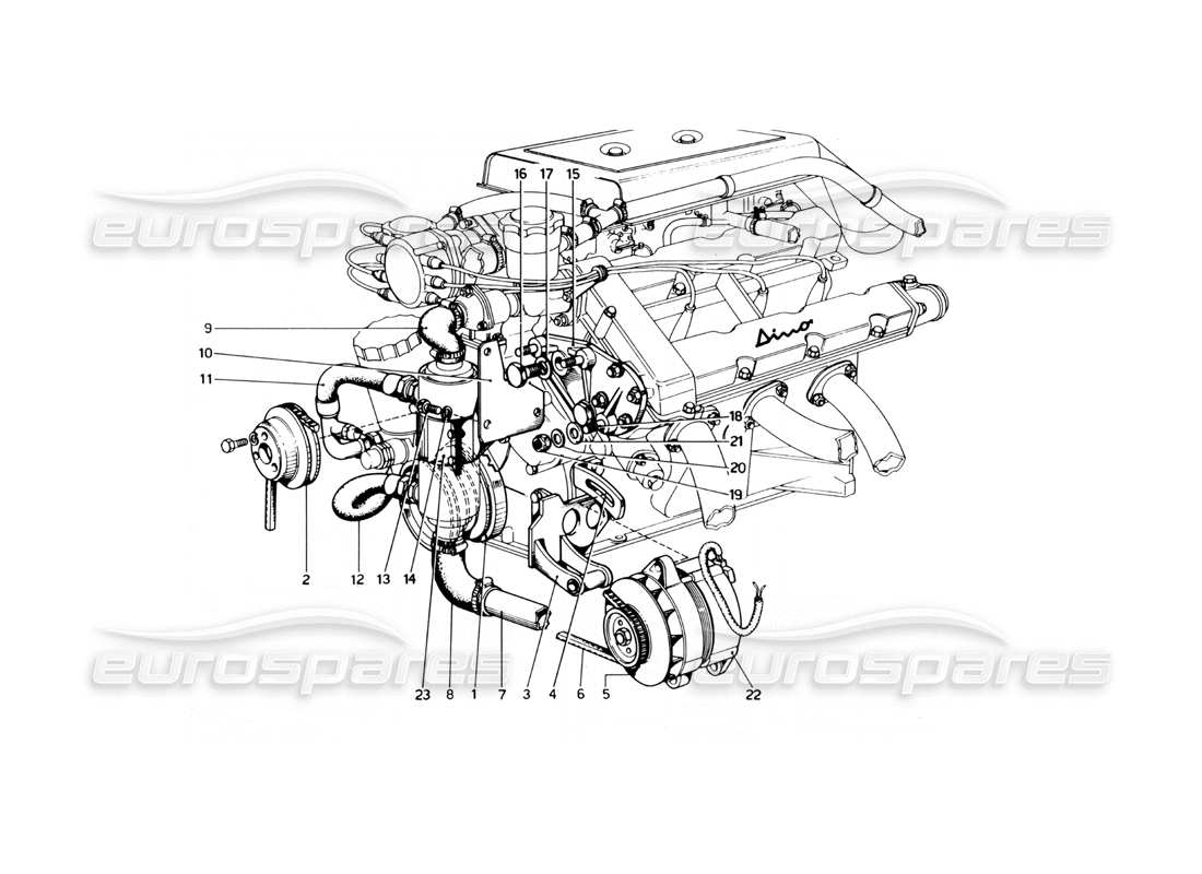 ferrari 246 dino (1975) air conditioning and other parts parts diagram