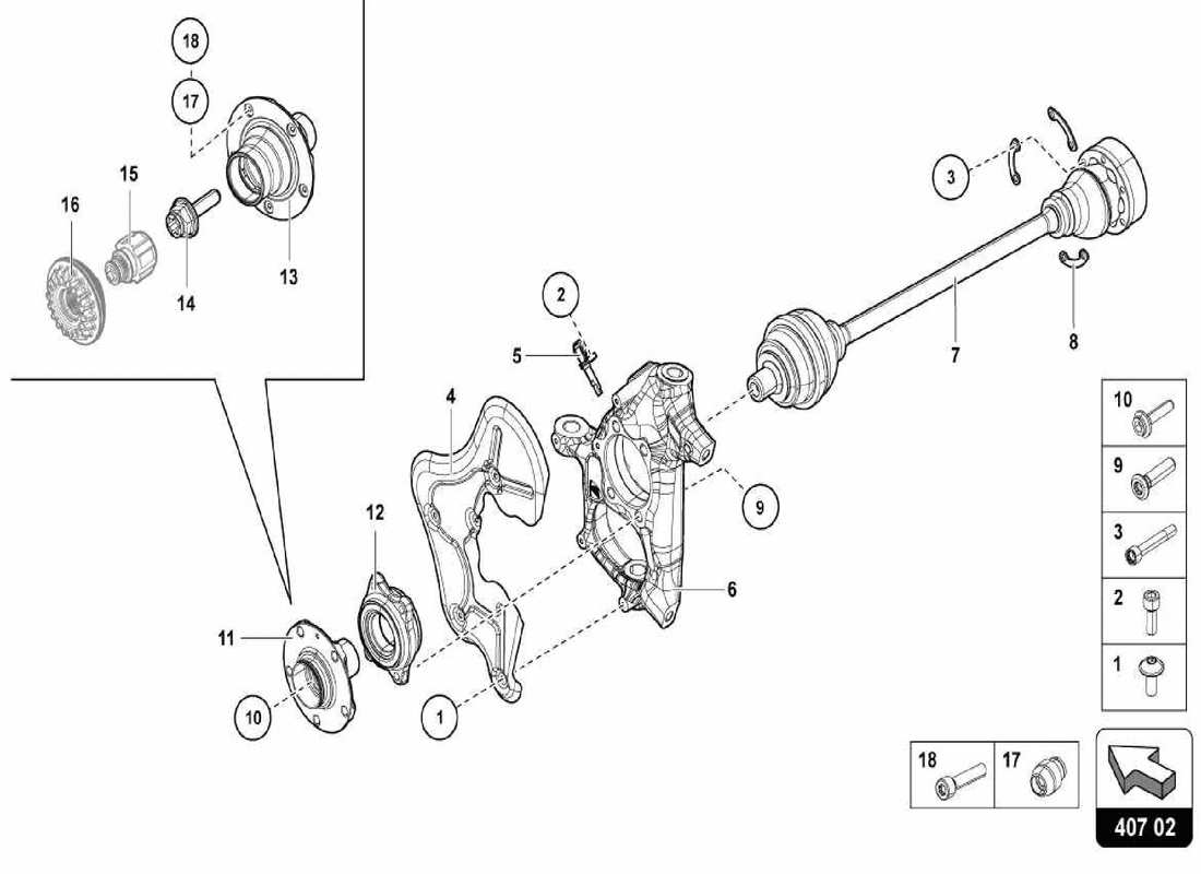 lamborghini centenario spider axle shaft part diagram