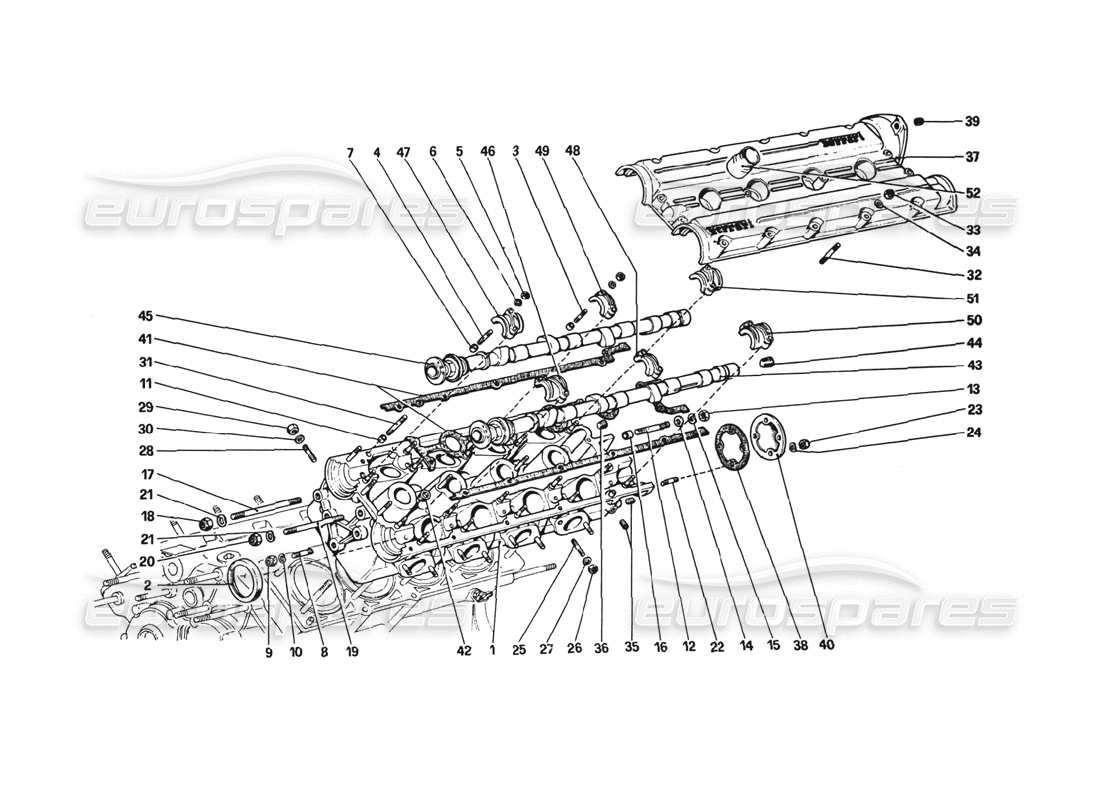 ferrari 308 gtb (1980) cylinder head (left) part diagram