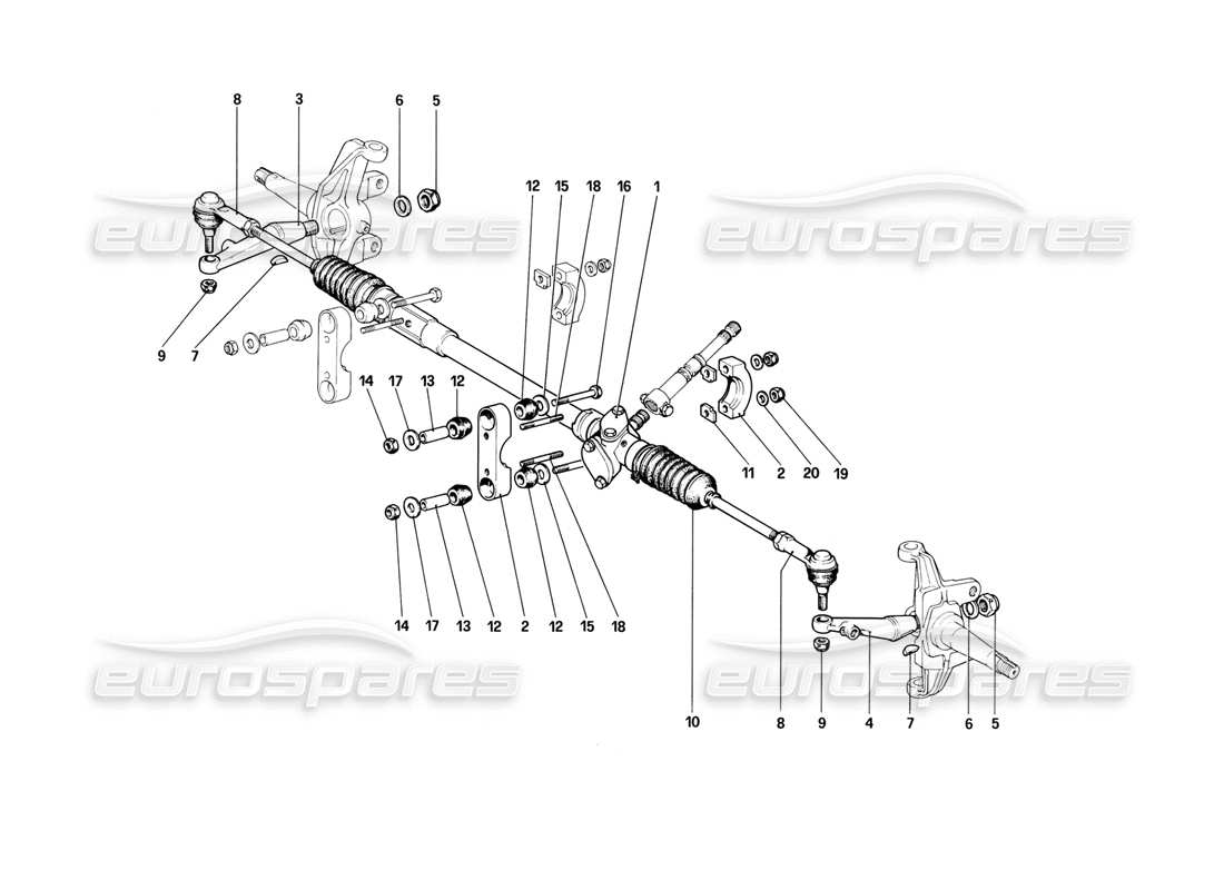 ferrari 308 (1981) gtbi/gtsi steering box and linkage part diagram