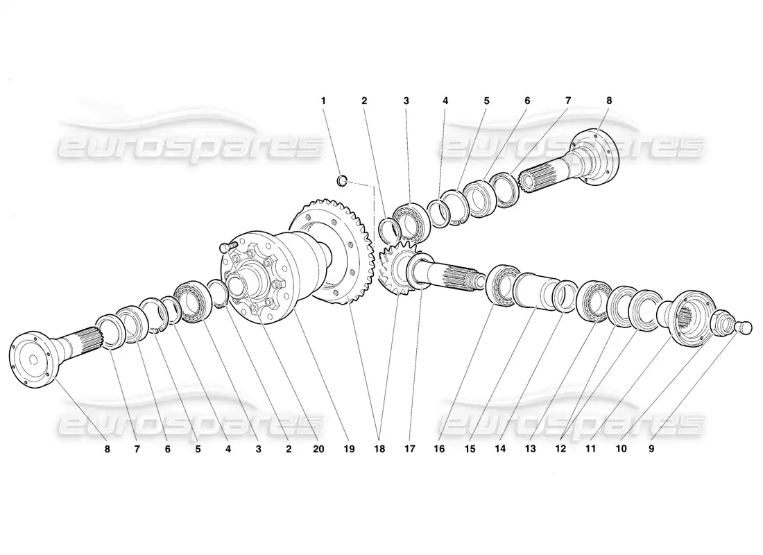 lamborghini diablo vt (1994) front differential parts diagram