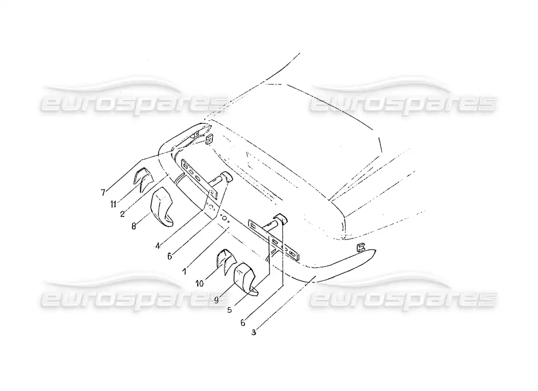 ferrari 365 gt 2+2 (coachwork) rear bumpers parts diagram