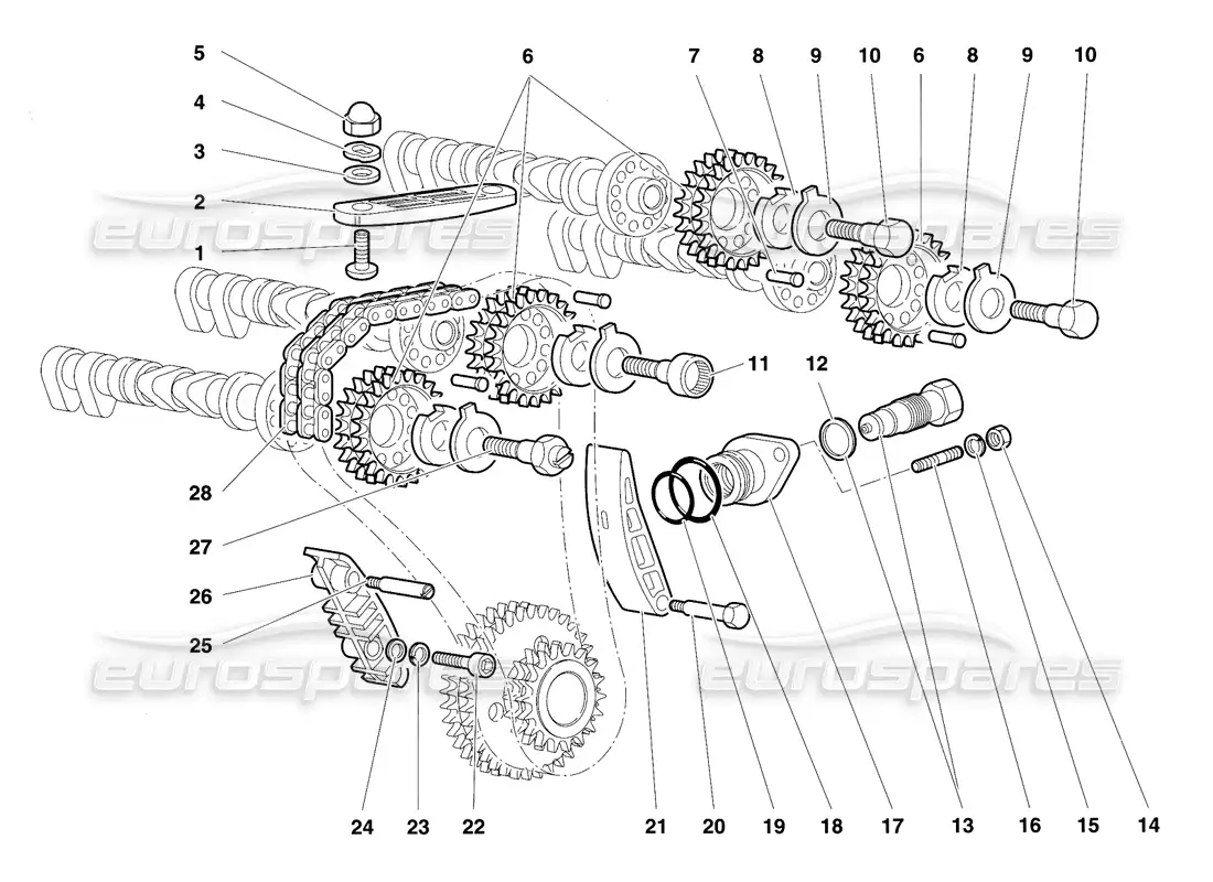 lamborghini diablo vt (1994) timing system parts diagram