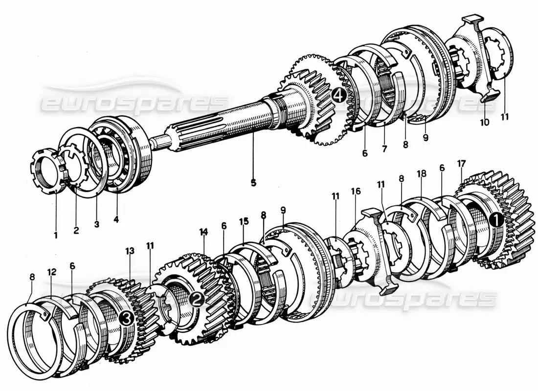 ferrari 365 gt 2+2 (mechanical) lay shaft parts diagram
