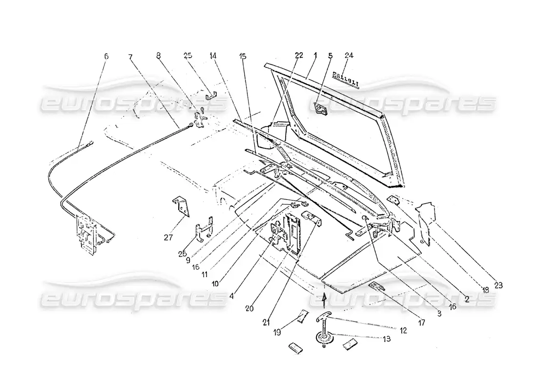 ferrari 365 gt 2+2 (coachwork) rear boot lid parts diagram