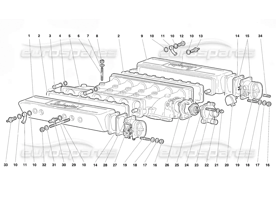 lamborghini diablo vt (1994) intake manifold parts diagram