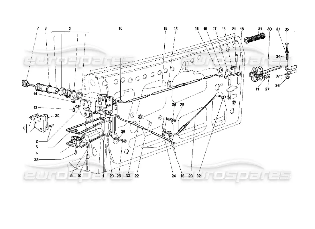 ferrari 512 tr door - locking device part diagram