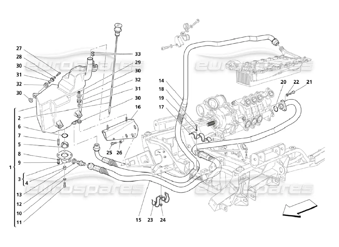 maserati qtp. (2006) 4.2 lubrication: piping and recover parts diagram