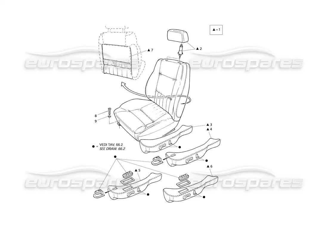 maserati qtp v6 evoluzione front seat parts diagram