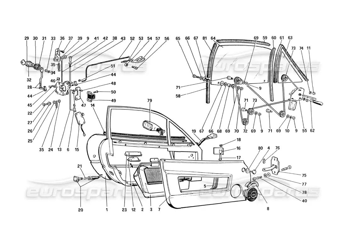 ferrari 512 bbi doors parts diagram