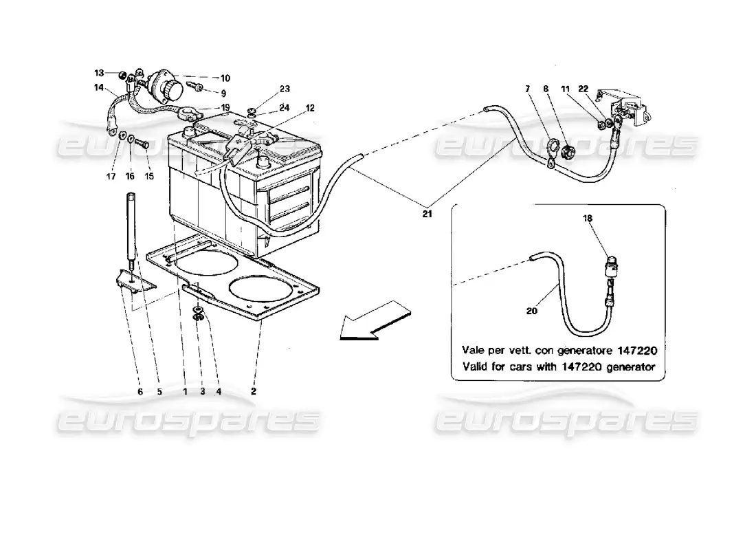 ferrari 512 tr battery parts diagram