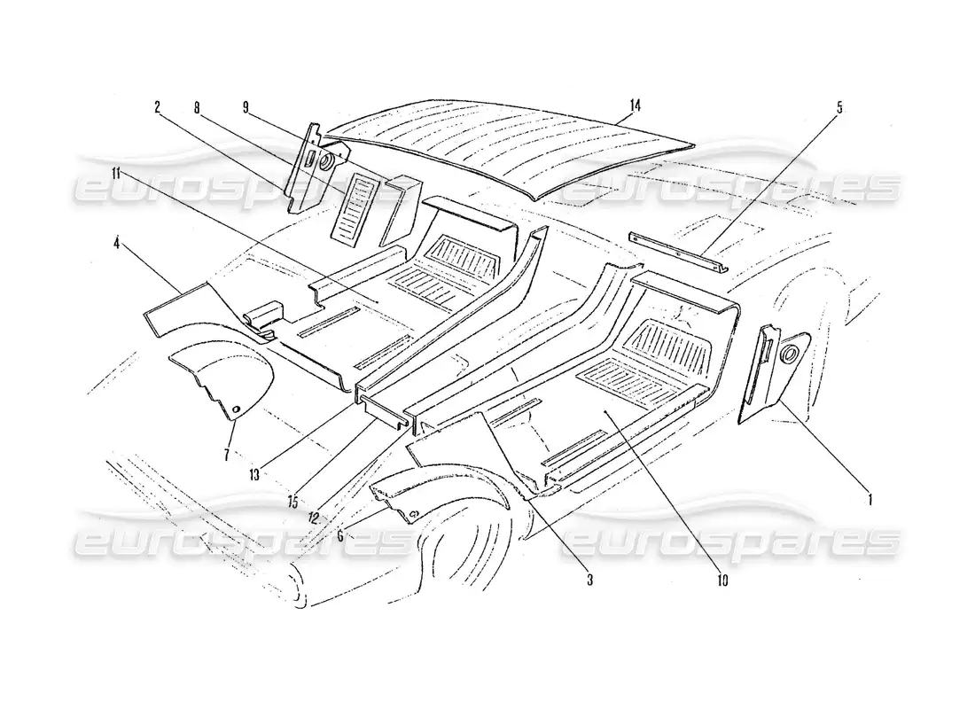 ferrari 365 gtc4 (coachwork) inner carpets & trims parts diagram