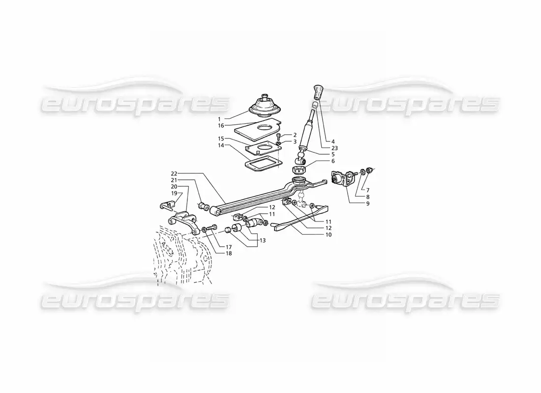 maserati qtp v6 (1996) getrag transmission 6 speed: outside controls parts diagram