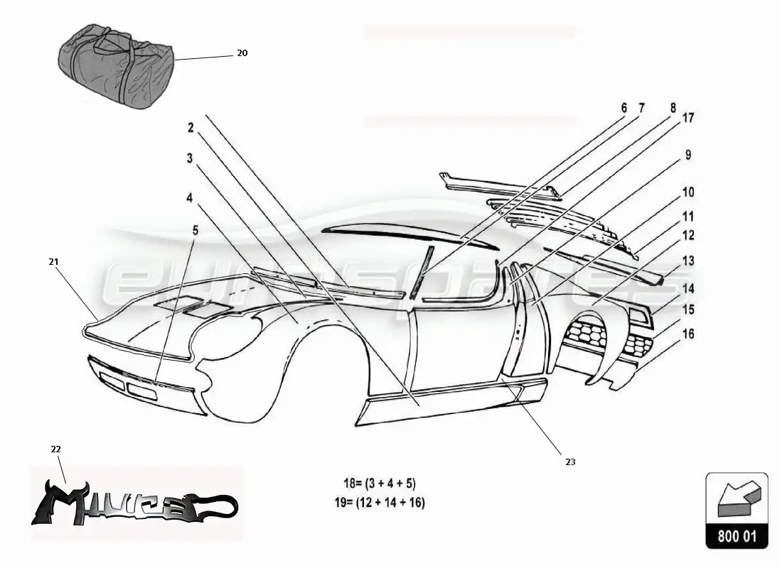 lamborghini miura p400 body parts diagram