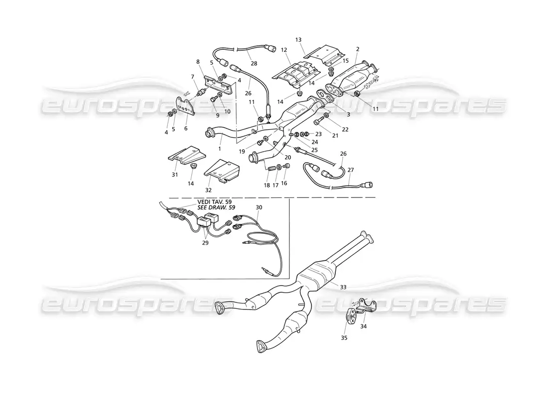 maserati qtp v6 evoluzione front exhaust system parts diagram