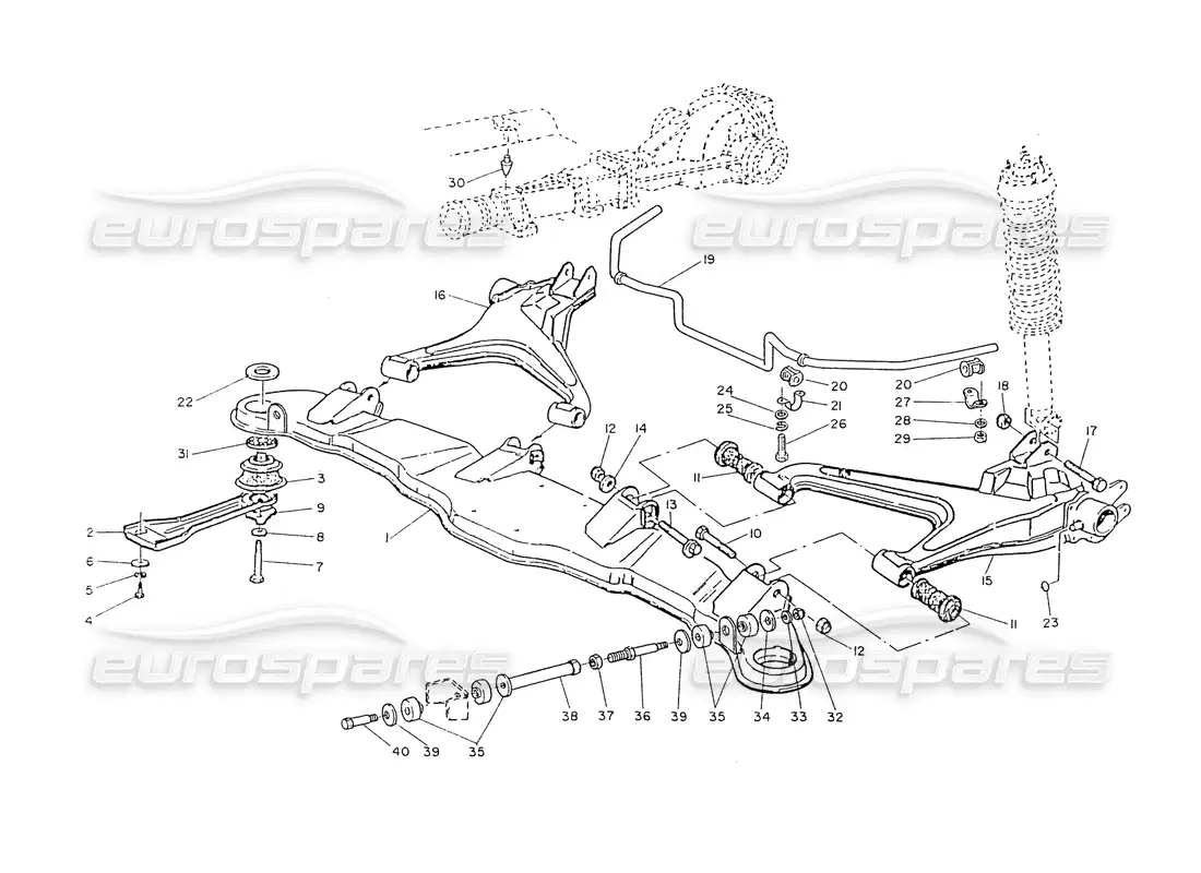 maserati ghibli 2.8 (non abs) rear suspension arms parts diagram