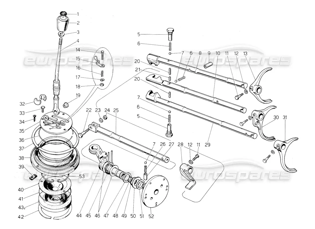 lamborghini countach 5000 s (1984) gear shift lever parts diagram