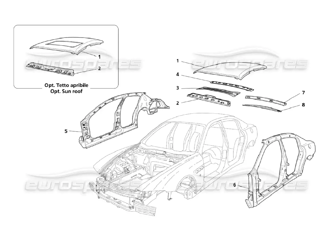 maserati qtp. (2006) 4.2 central outer structures and body parts diagram