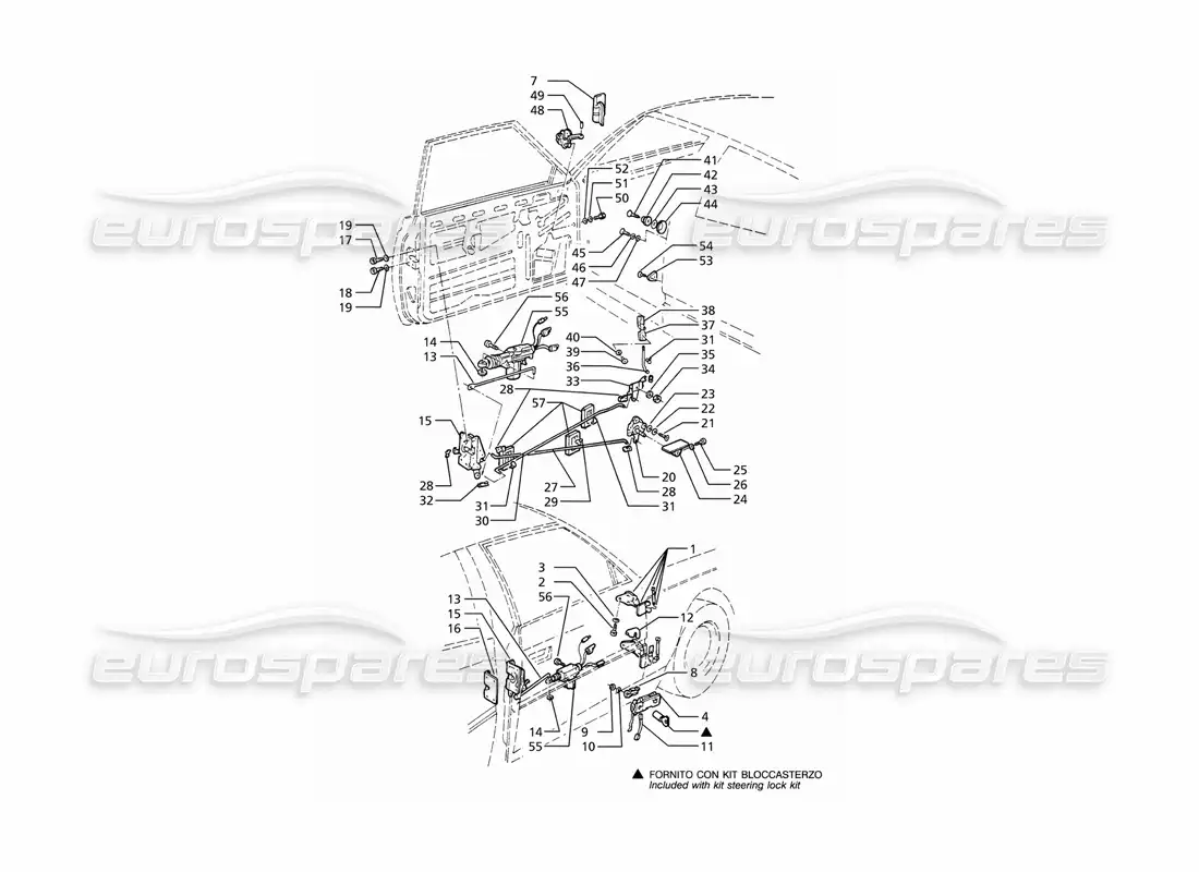maserati ghibli 2.8 (abs) doors: hinges and inner controls parts diagram
