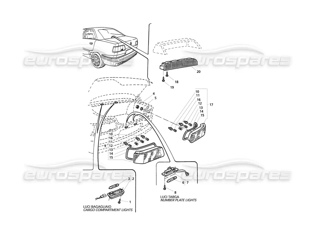 maserati qtp v6 evoluzione rear lights parts diagram
