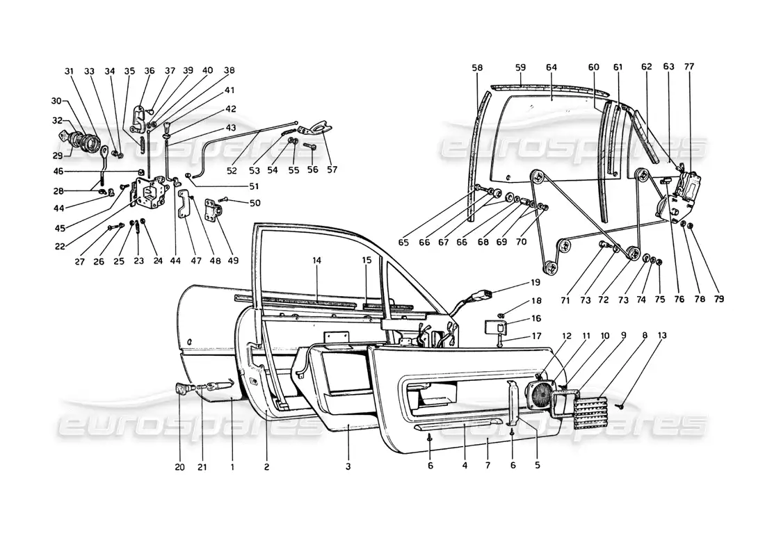ferrari 365 gt4 berlinetta boxer doors parts diagram