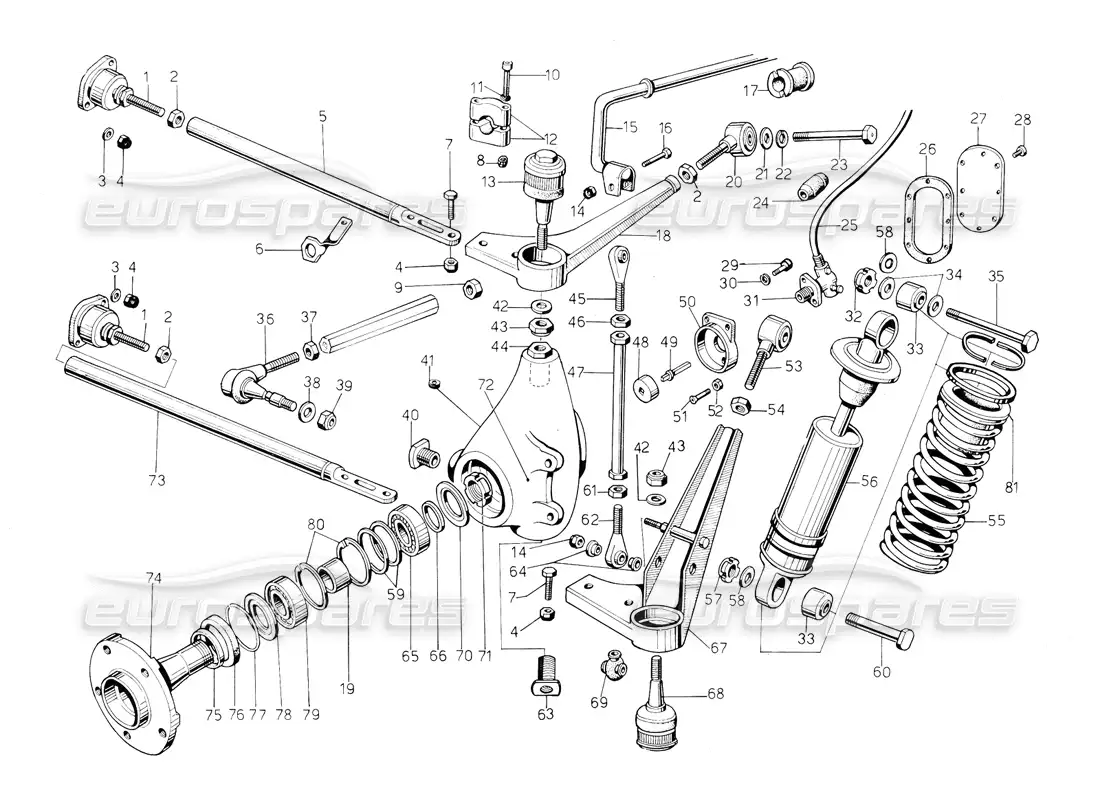 lamborghini countach 5000 s (1984) front suspension parts diagram