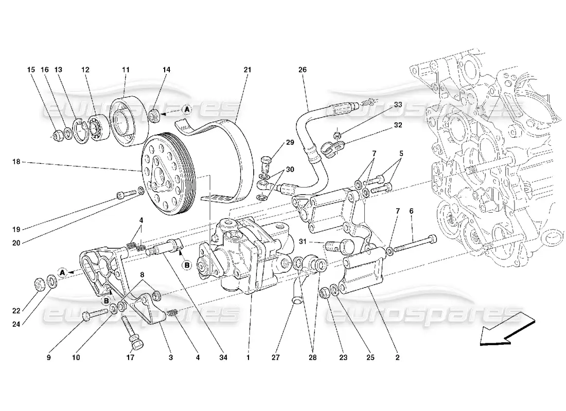 ferrari 456 gt/gta hydraulic steering pumps parts diagram