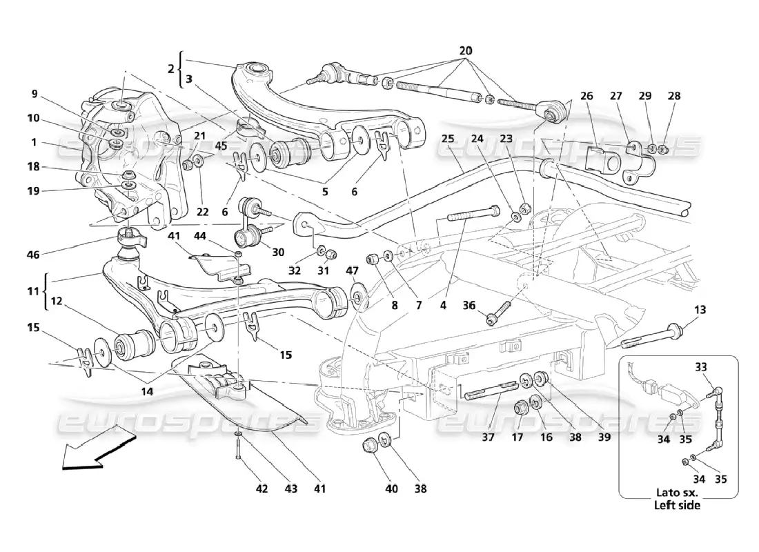 maserati qtp. (2006) 4.2 rear suspensions parts diagram