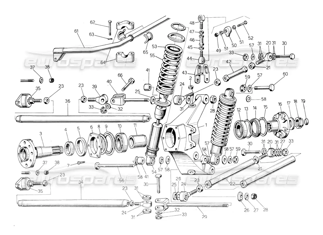 lamborghini countach 5000 s (1984) rear suspension parts diagram
