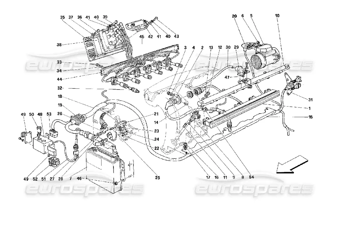 ferrari 512 tr air injection - ignition part diagram