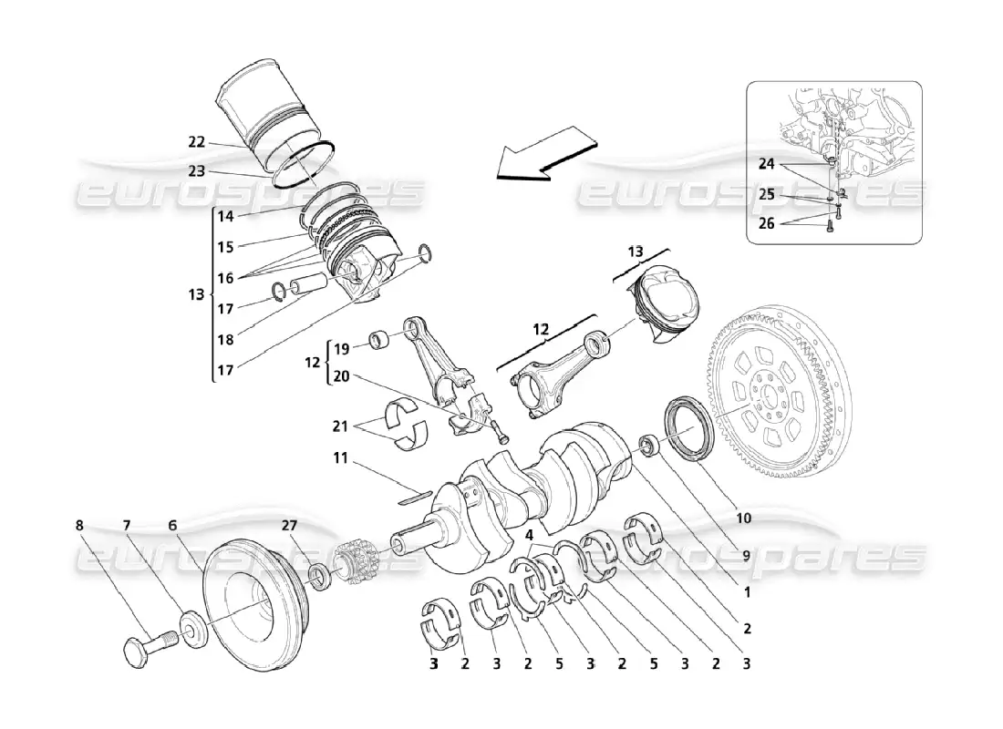 maserati qtp. (2006) 4.2 crank mechanism parts diagram