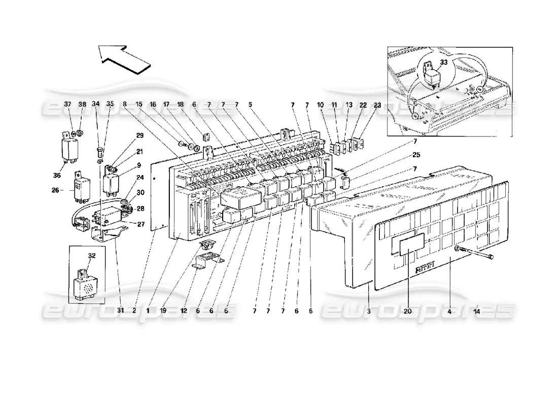 ferrari mondial 3.4 t coupe/cabrio electrical board parts diagram