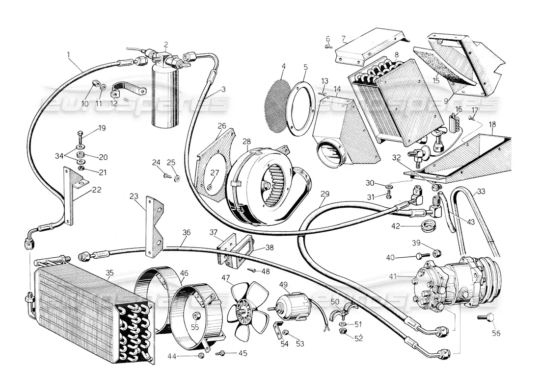 lamborghini countach 5000 s (1984) air conditioning parts diagram