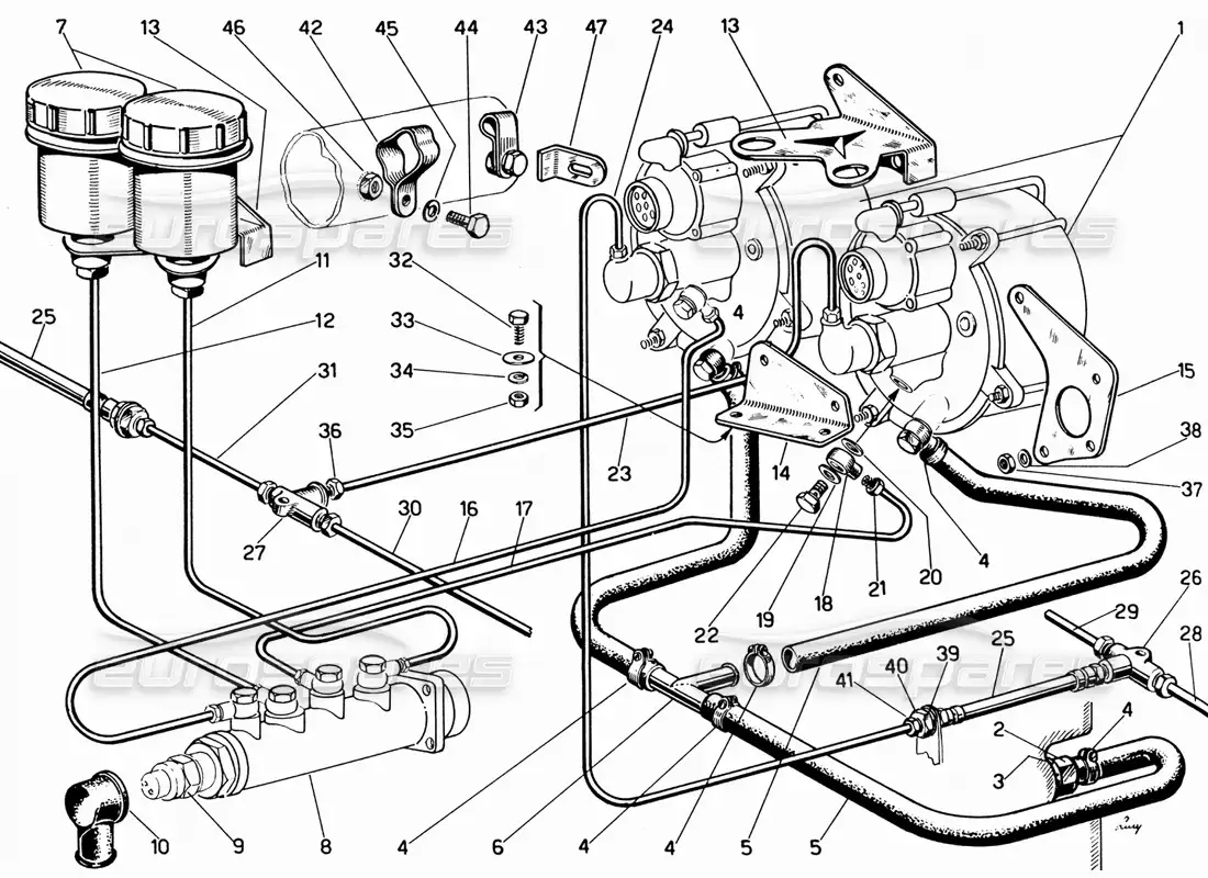 ferrari 330 gt 2+2 brake control parts diagram