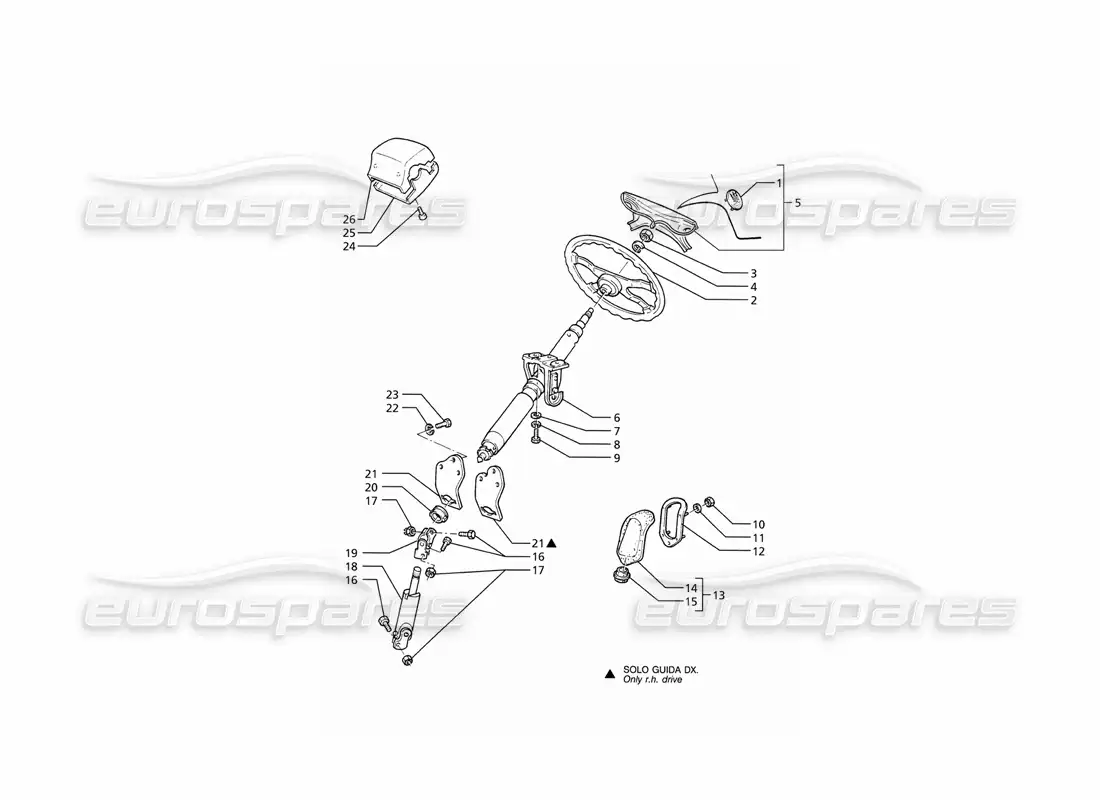 maserati ghibli 2.8 (abs) steering column and wheel parts diagram