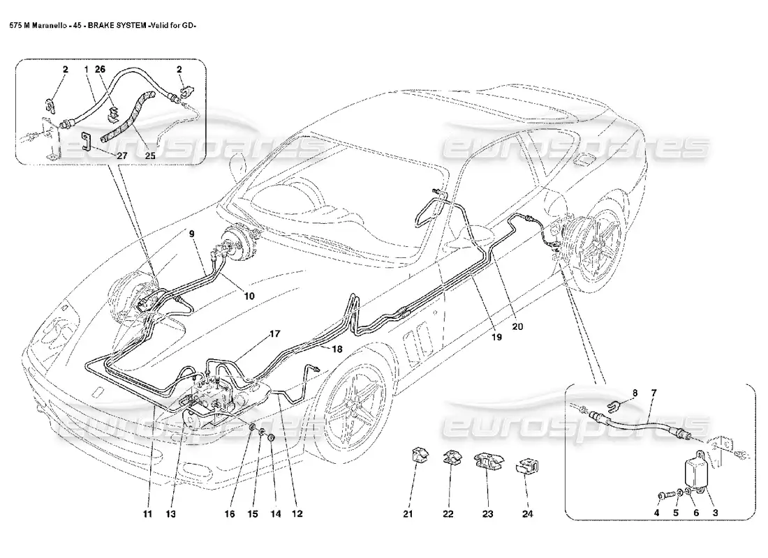 ferrari 575m maranello brake system valid for gd parts diagram