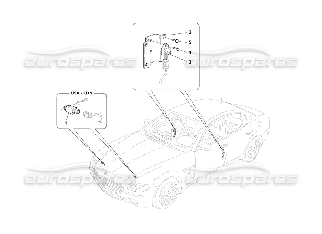 maserati qtp. (2006) 4.2 crash sensors parts diagram
