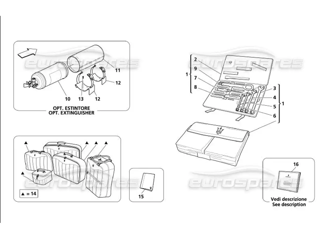 maserati 4200 gransport (2005) tools equipment and accessories parts diagram