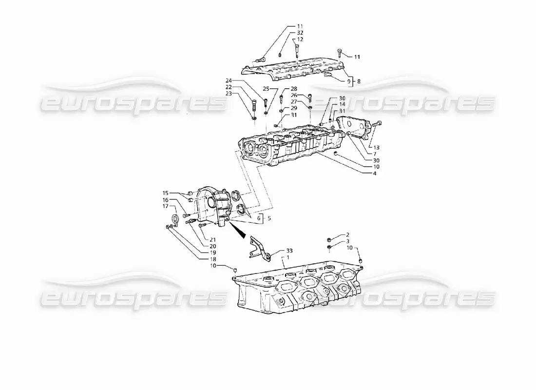 maserati qtp v8 (1998) cylinders heads, rh frame parts diagram