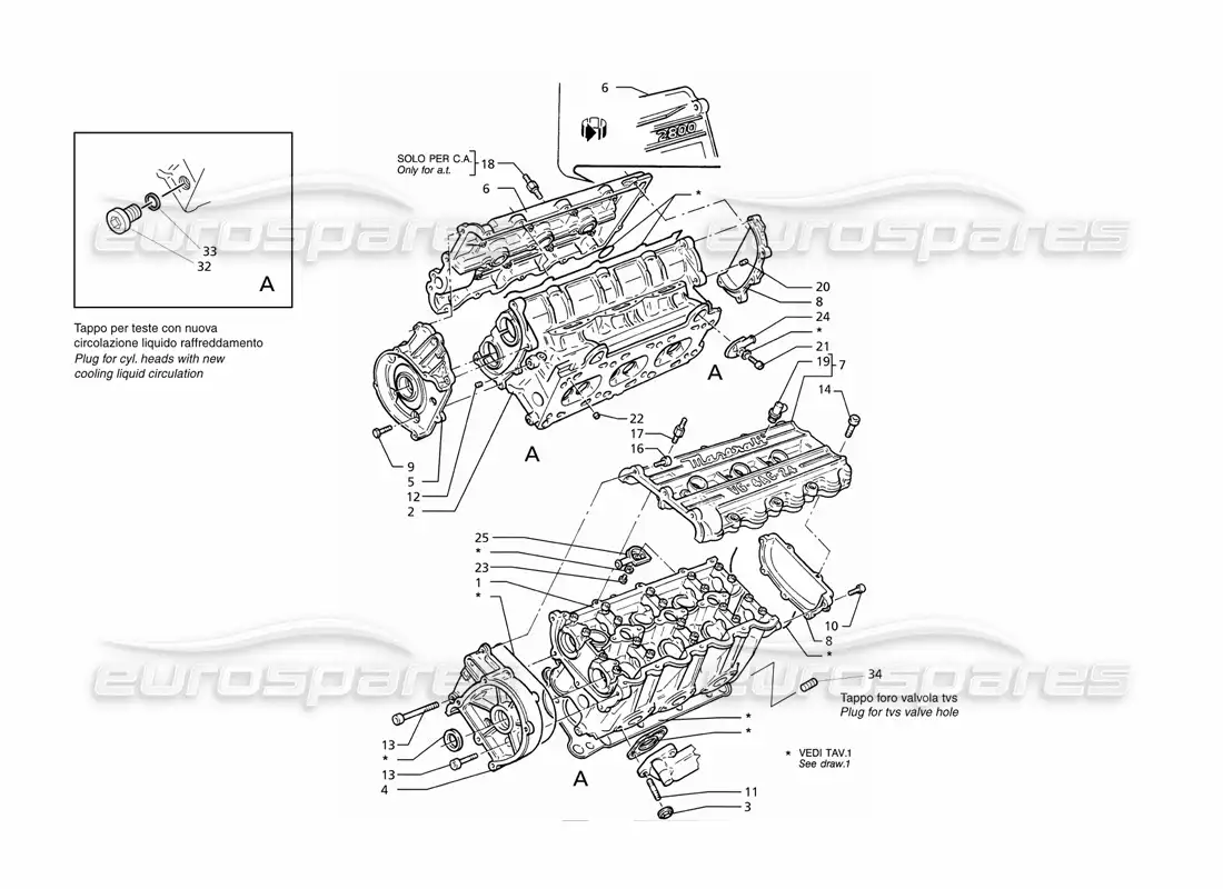 maserati ghibli 2.8 (abs) cylinder heads parts diagram