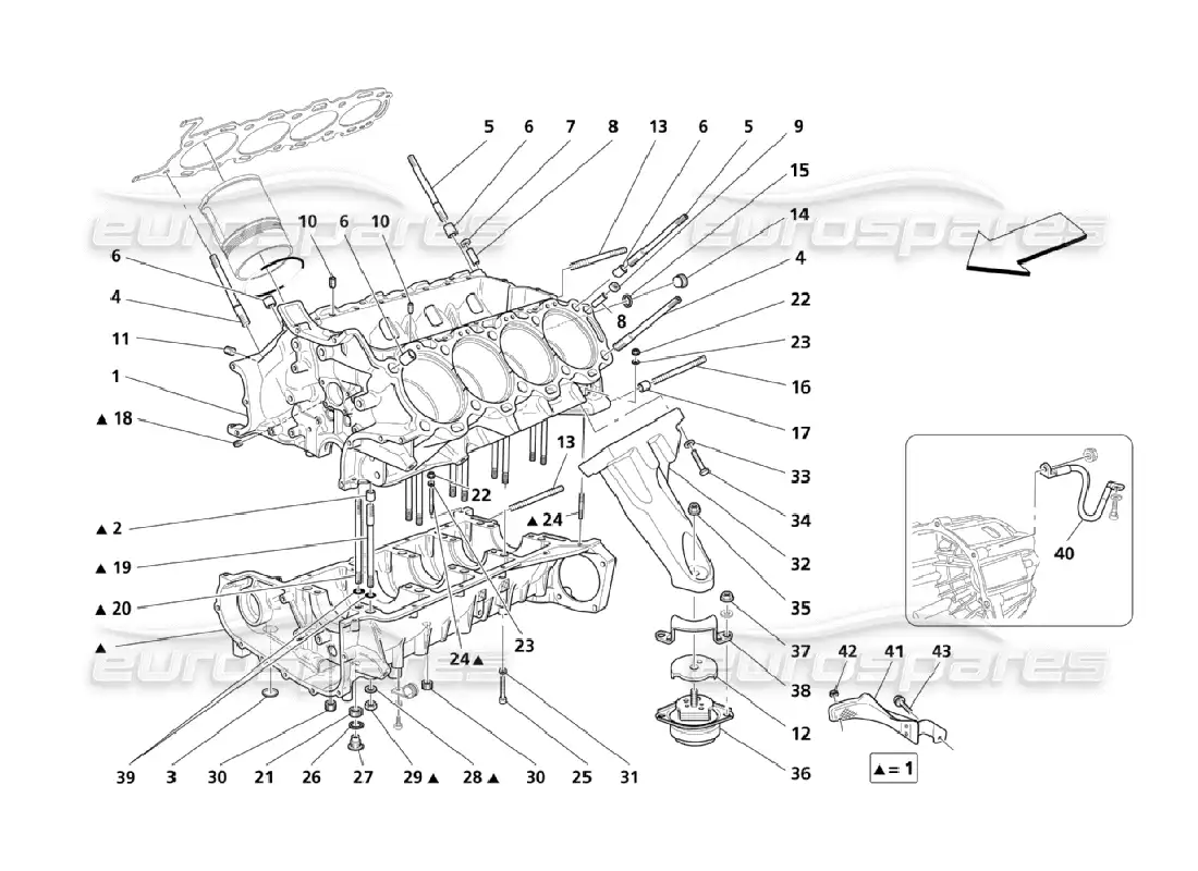 maserati qtp. (2006) 4.2 crankcase parts diagram
