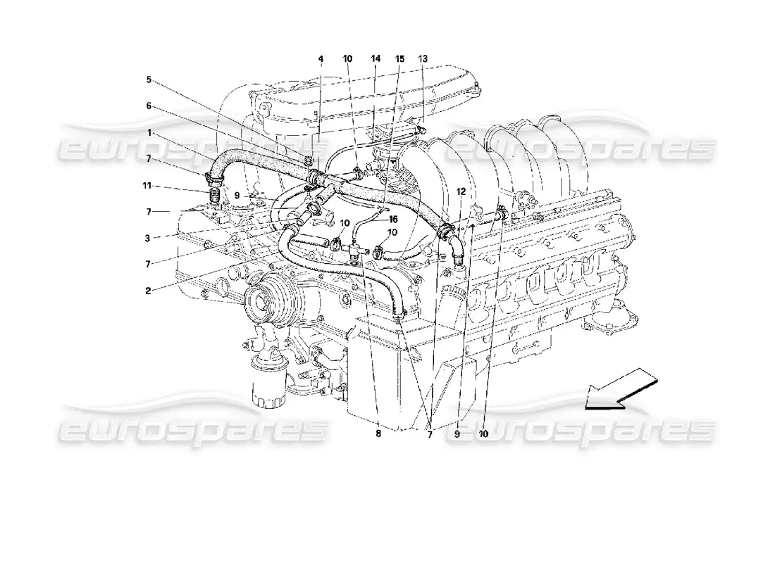 ferrari 512 tr blow - by system part diagram