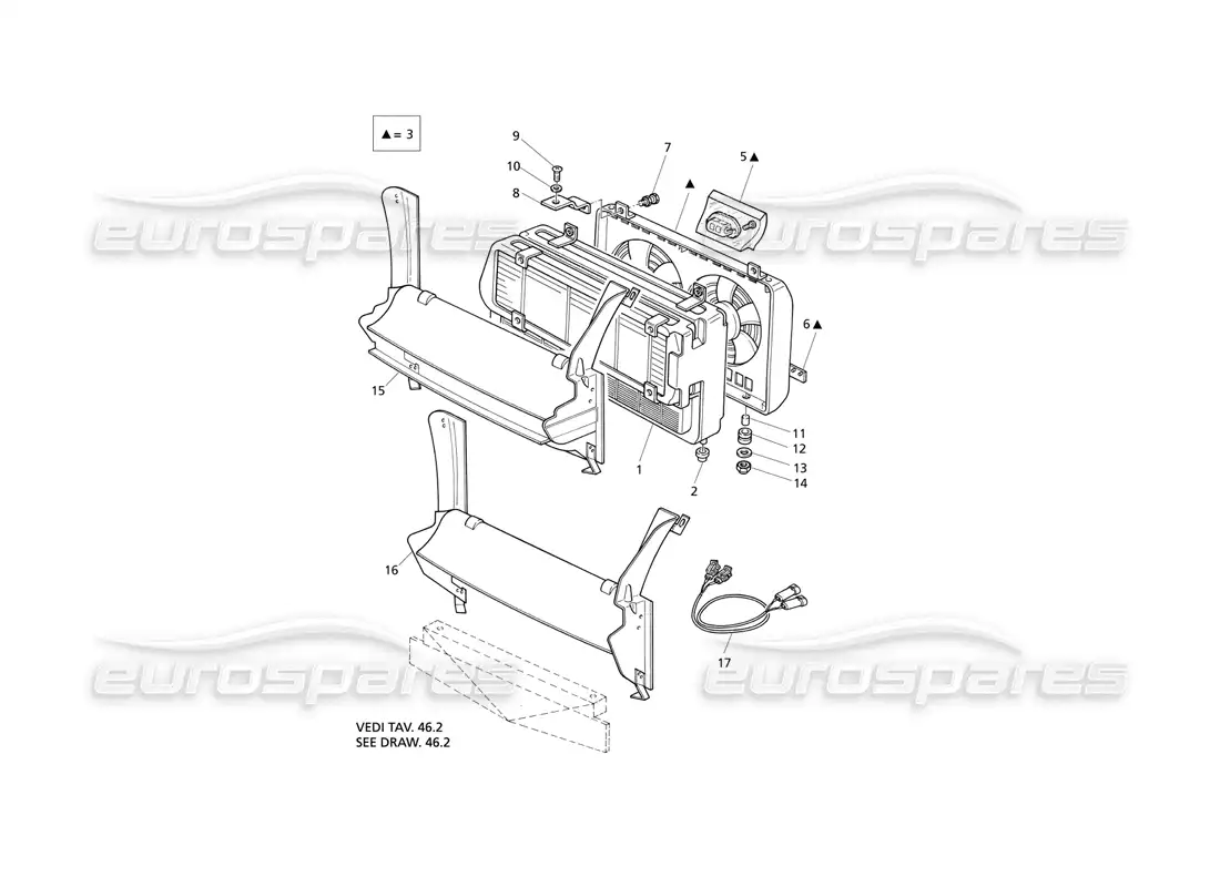 maserati qtp v8 evoluzione radiator and cooling fans parts diagram