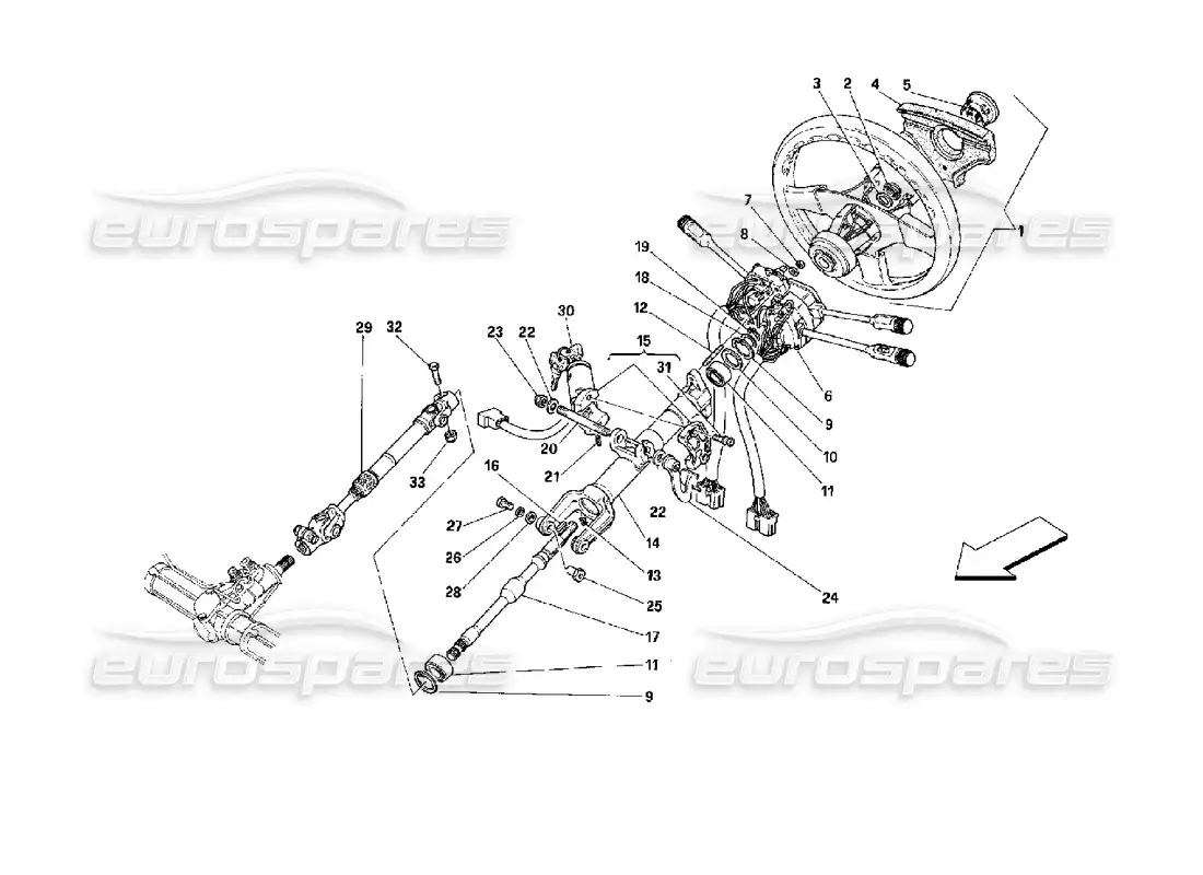 ferrari mondial 3.4 t coupe/cabrio steering column parts diagram