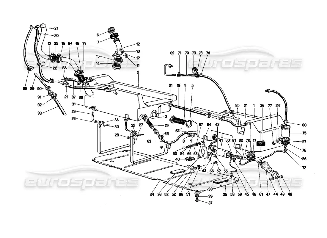 ferrari mondial 3.0 qv (1984) fuel pump and pipes (cabriolet) parts diagram