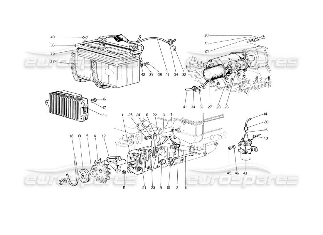 a part diagram from the ferrari 330 and 365 parts catalogue