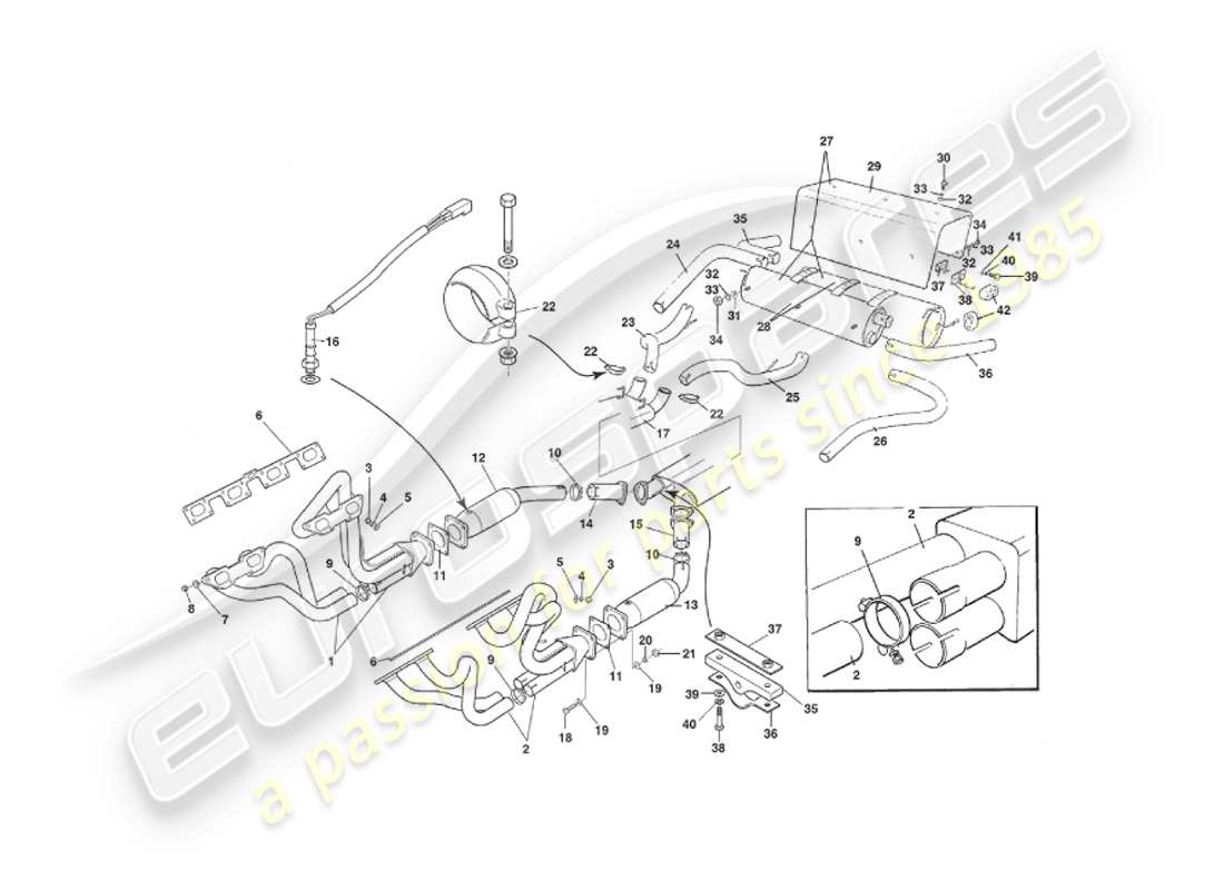 a part diagram from the aston martin v8 virage parts catalogue