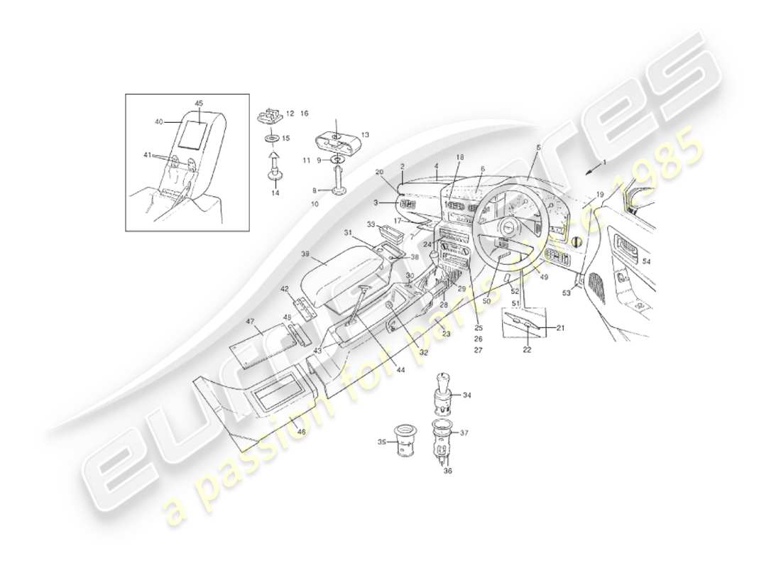a part diagram from the aston martin v8 virage parts catalogue