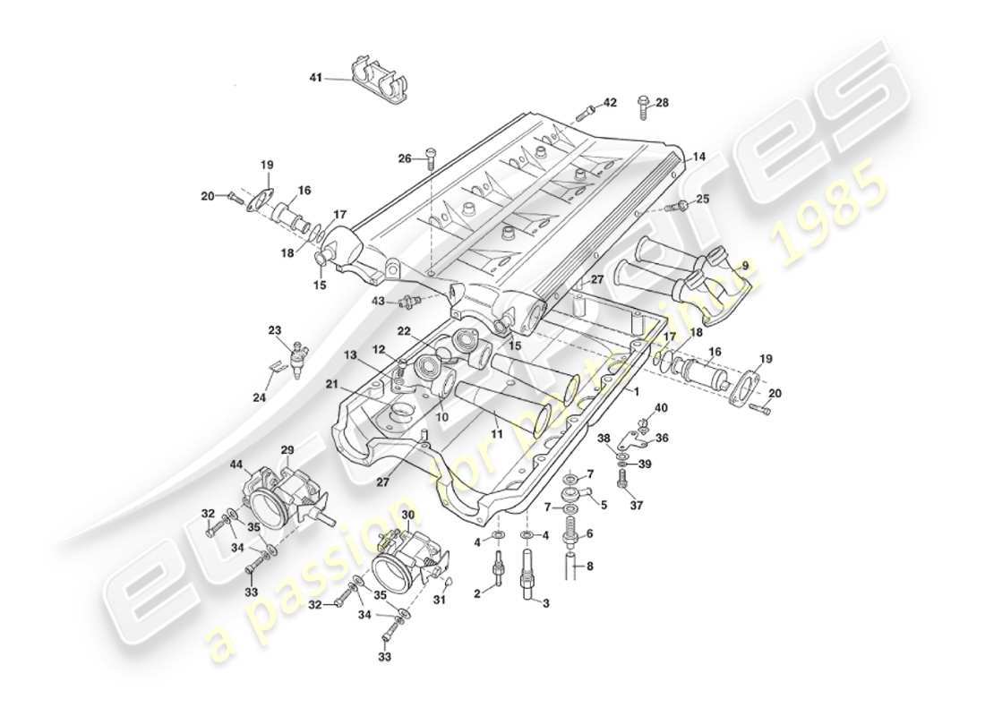 a part diagram from the aston martin v8 virage parts catalogue
